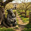 Statue 12 po bronze antique mère et ourson, texture de fourrure réaliste, sculpture de jardin d'extérieur durable-616815069