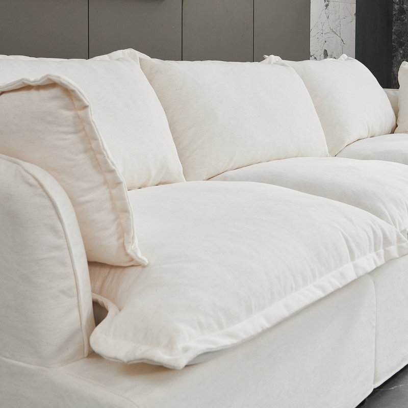 Canapé modulaire en duvet synthétique Kejon, Blanc