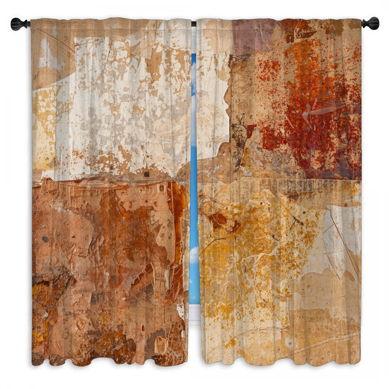 Rideaux de fenêtre texturés terreux abstraits et transparents - 2 panneaux, 56 po x 76 po - 2 panneaux, Transparent