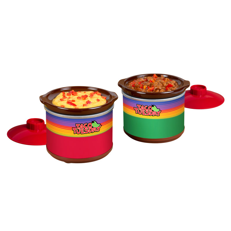 Deux mini-pinces Fiesta de taco Tuesday, de 0,65 Qt., incluant le couvercle, parfaite pour la Quesf, le piment, les haricots, le poulet et le bœuf