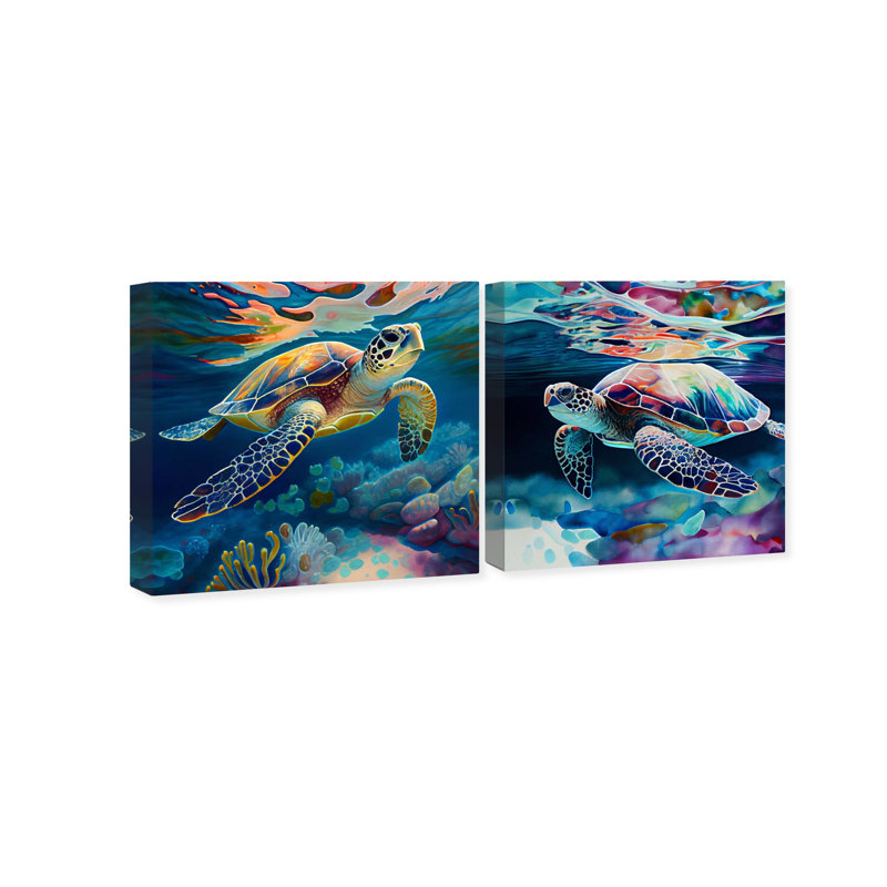 " Sea Trutle " 2 - Pieces, 16" H x 20" W x 0.8" D