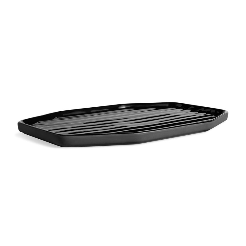 Vice Versa Ceramic Decorative Tray, 1" H x 16" W x 10" D, Black