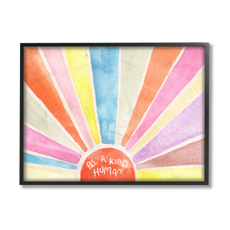 « Be a kind Human » Rainbow Sunexplosions par Jennifer Paxton Parker, reproduction d’art, Giclée encadrée noir minuit
