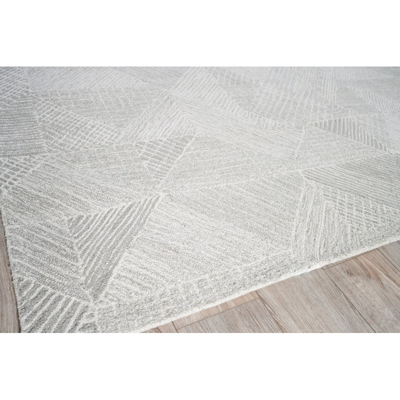 Caprice Wool Geometric Area Rug, Silver/Ivory, Rectangle 8' x 10'