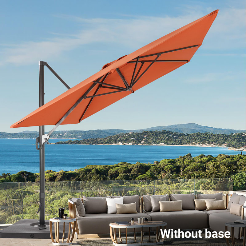 Parasol en porte-à-faux rectangulaire à manivelle 11,5 pi x 9 pi Sereana, Rouge rouille
