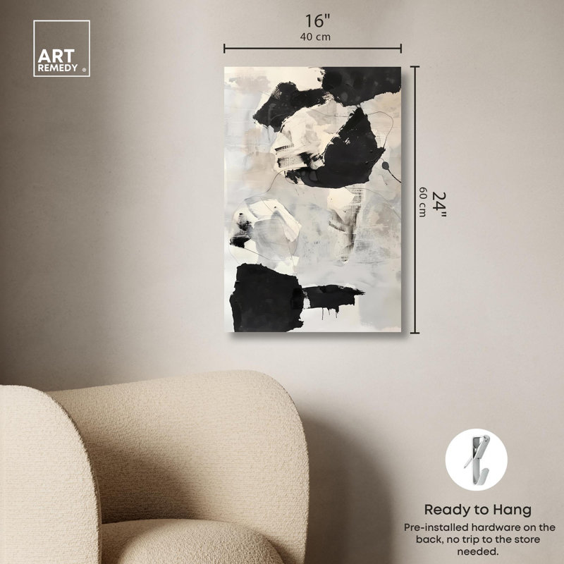 Art mural abstrait silencieux, Toile tendue, 36" H x 24" W