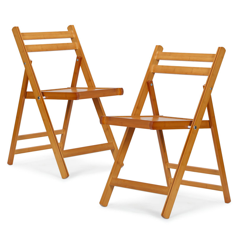 Chaises de bistro pliantes Rayetta avec dossier en bois pour l'intérieur et l'extérieur, Teck