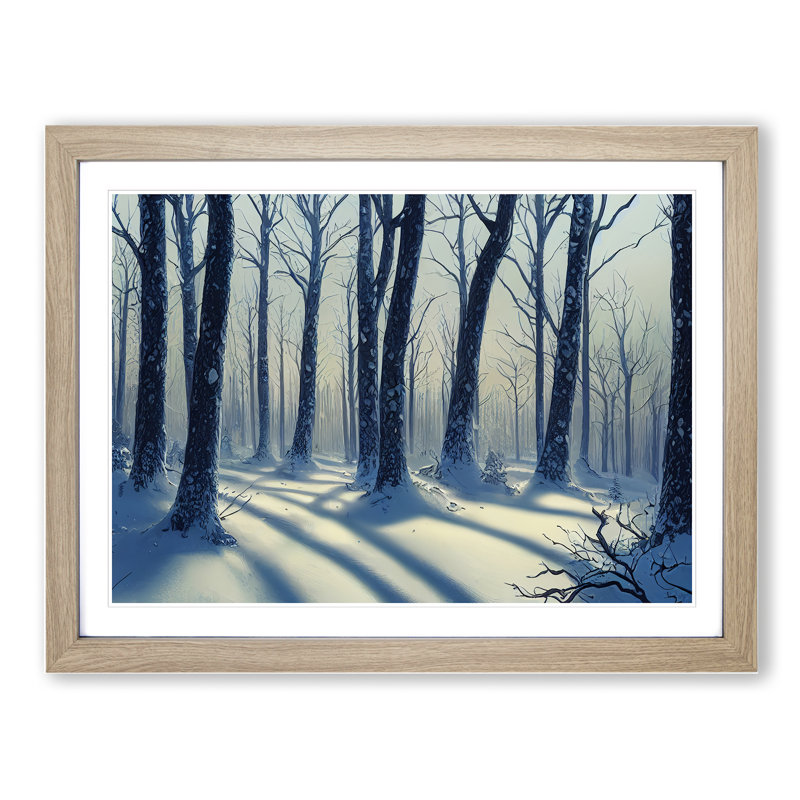 Cheery Winter Forest 1 Piece Single Picture Frame Wall Art, 25cm H x 34cm W x 2cm D, Oak