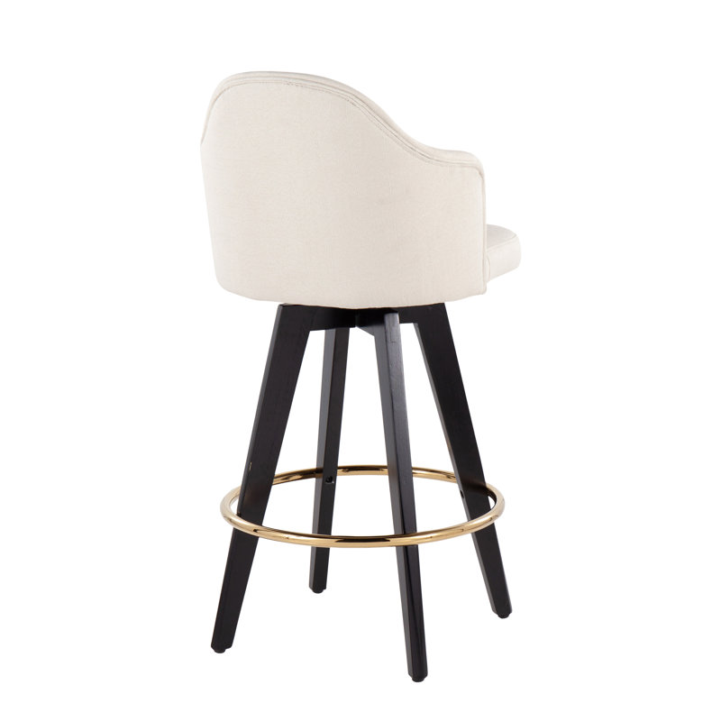 Tabouret de comptoir pivotant 26 po Arabelle, Gris anthracite / brun, Noir et or