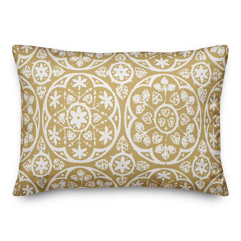Housse et insert de coussin rectangulaire d'extérieur Tile 20, Jaune
