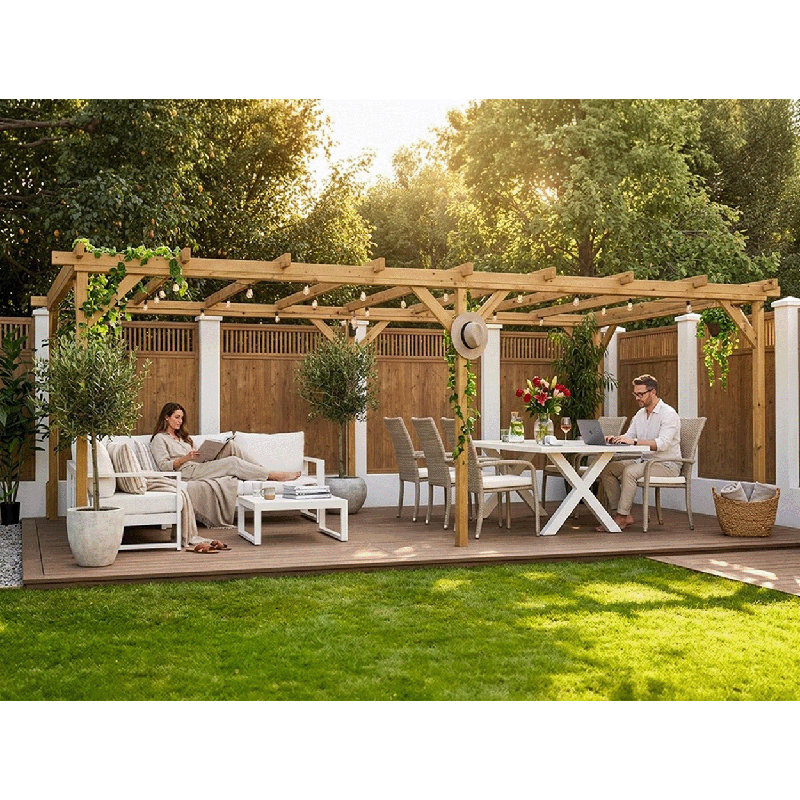 Dunster House Wooden Pergola Kit DIY Plants Frame Garden Structure Pressure Treated Utopia, 203" H x 593" W x 300" D