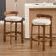 Ensemble de 3 tabourets de bar Mid-Century en lin beige - tabourets de bar à hauteur de comptoir bas avec structure en bois, tabourets de bar de cuisine rembourrés pour comptoir, élégants et confortables-1680037972-1680248009