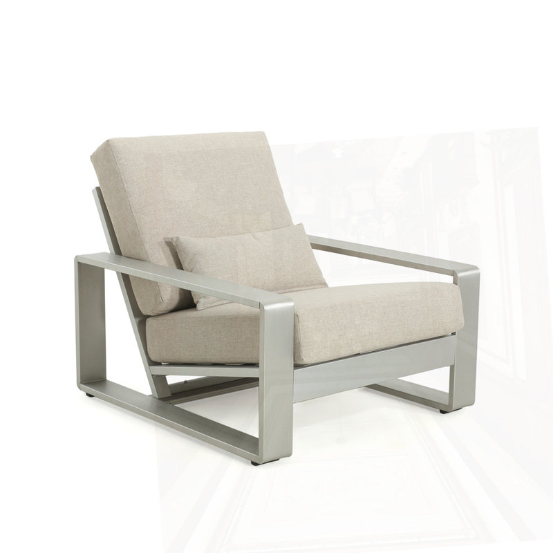Méridienne d'extérieur et d'intérieur en aluminium, Beige Cushion/Silver Frame