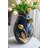 Navy Blue Ceramic Vase With Gold Tulip Design-529854753