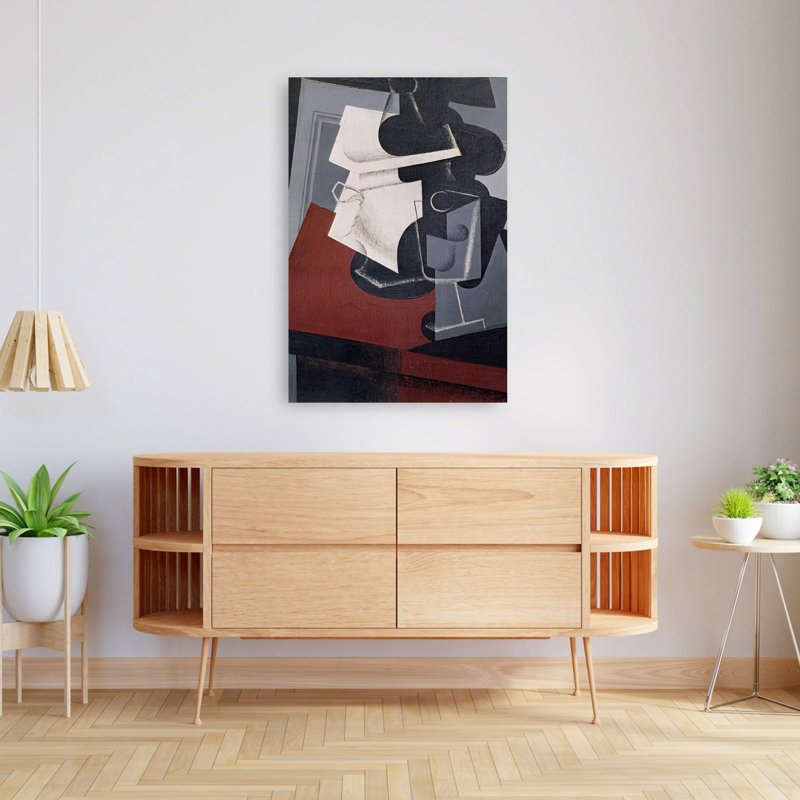 Nature morte sur une table, 1916, estampe d'art mural abstrait contemporain, 48" H x 32" W