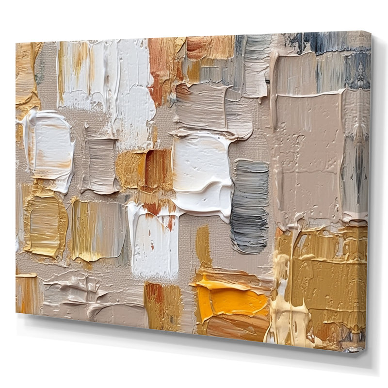 Art mural mural cubiste beige et kaléidoscope IV, H 24 po x l 32 po x P 1 po, Toile tendue