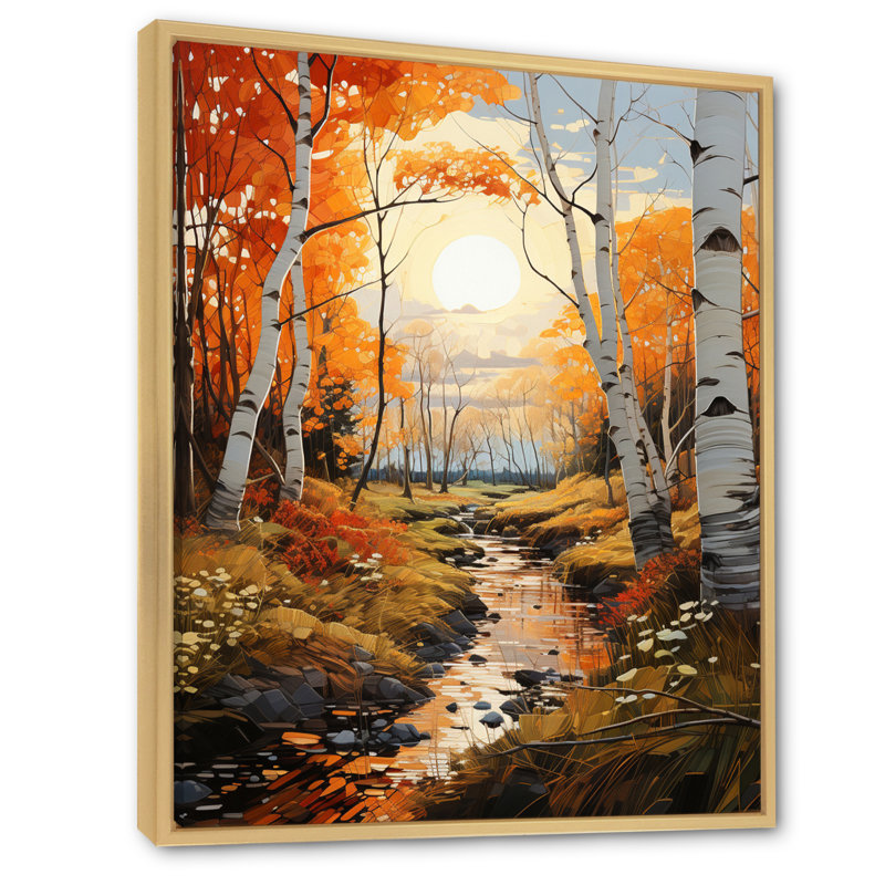 Reproduction d'art sur toile Cortlan Birch Woods Autumn Sonata VII, H 32 po x l 24 po x P 1 po, Cadre naturel flottant