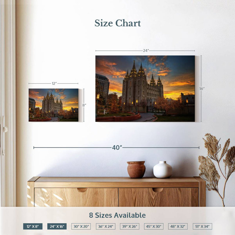 Adella Temple Square, 16" H x 24" W