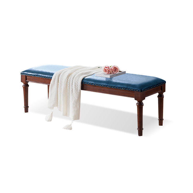 Banc long en cuir bleu pour chambre à coucher et vestibule, H 17,72 po x l 39,37 po x P 15,75 po, Bleu