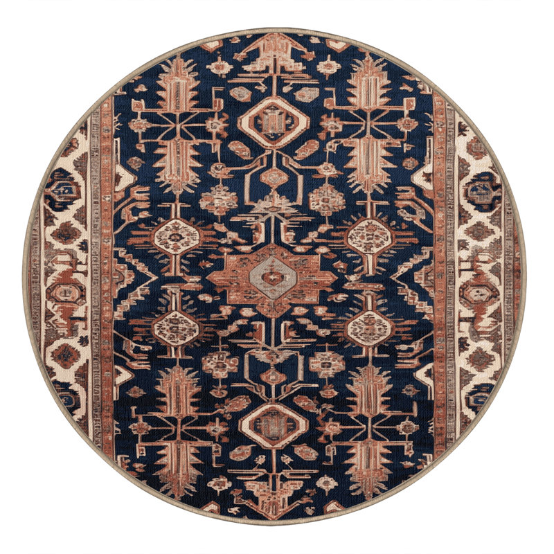 Tapis brun lavable à la machine, Rond 6 pi
