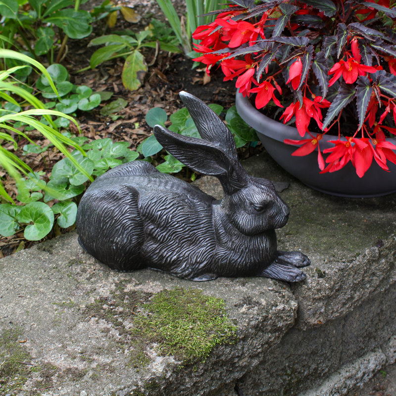 Charcoal Cast Aluminum Rabbit Garden Statue