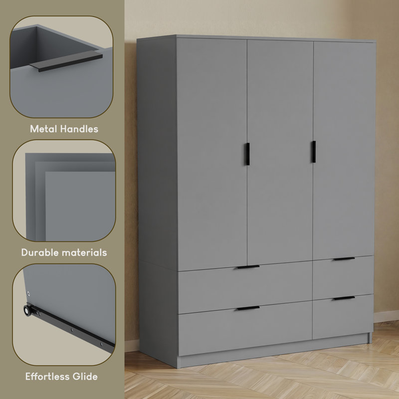 Particleboard Wardrobe, Grey