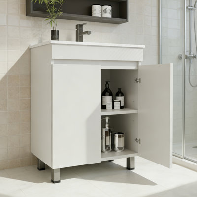 24 Inch Freestanding Bathroom Vanity with Sink and Two Soft Close Doors