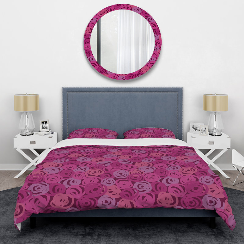 Purple Abstract Dot - Abstract Duvet Cover Set - Microfiber Polyester, King Duvet Cover + 2 King Shams