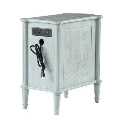 Mid-Century 3 Drawer Nightstand With Charging Station, Blue