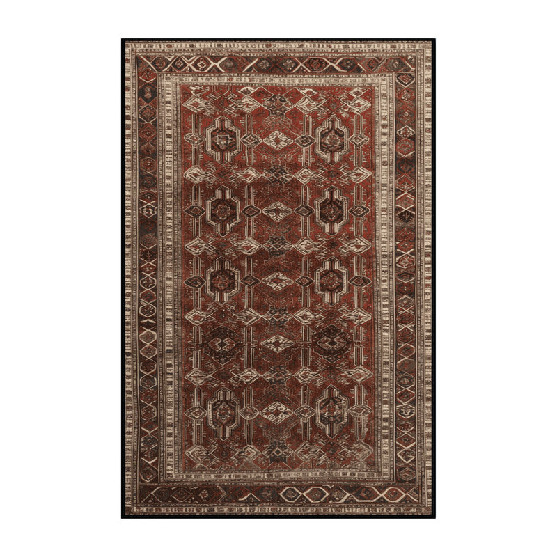 Machine Washable Persian Brown Area Rug, Runner 2' x 5'