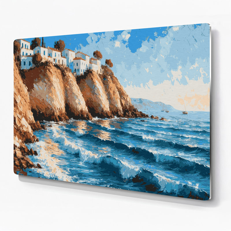 Coastal Aegean Coast Green Metal Wall Art, 132" H x 168" W x 0.05" D