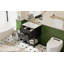 Meuble-lavabo de salle de bain Vintage Wave avec lavabo en céramique lustrée, tiroirs doubles à fermeture douce et tablette de rangement ouverte