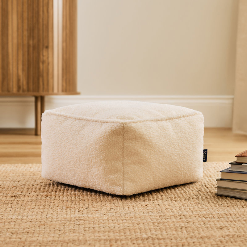 35cm Wide Square No Pattern Pouffe Ottoman, Cream