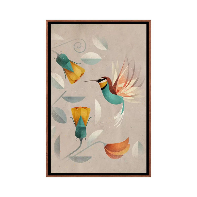 Hummingbird by Dieter Braun - Print on Canvas, 152.5 cm H x 101.5 cm W, Classic Brown Wood Framed