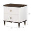 Table de chevet 2 tiroirs blanche et brune avec port USB