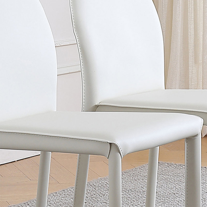 Chaise d'appoint blanche en acier au carbone à dossier solide (ensemble de 2)