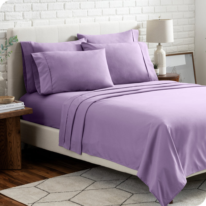 Microfiber Sheet Set with Bonus Pillowcase Set, Lavender, Split King