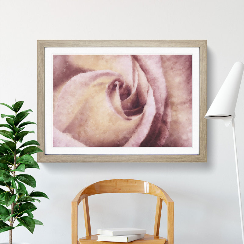 Pink Rose Flower Vol.6 - Framed Print, 27cm H x 36cm W x 2cm D, Oak Framed
