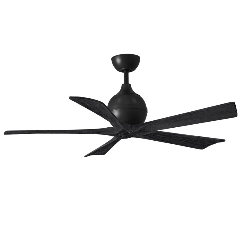 Ventilateur de plafond standard à 5 pales avec télécommande, Noir mat, Noir mat, 52"
