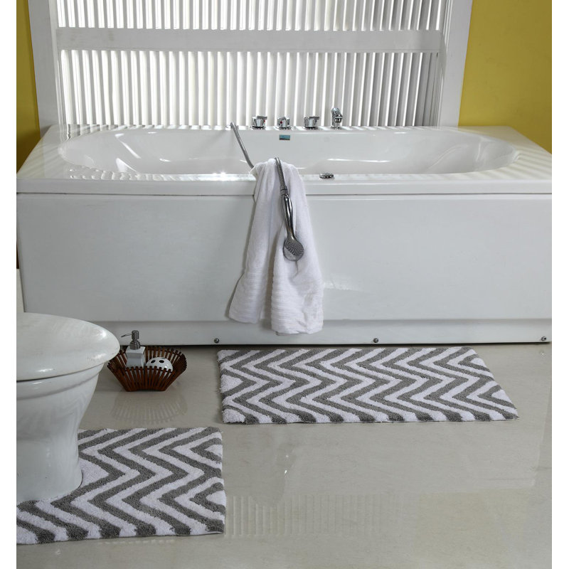 Teichmann Non-Slip Bath Rug, Gray White