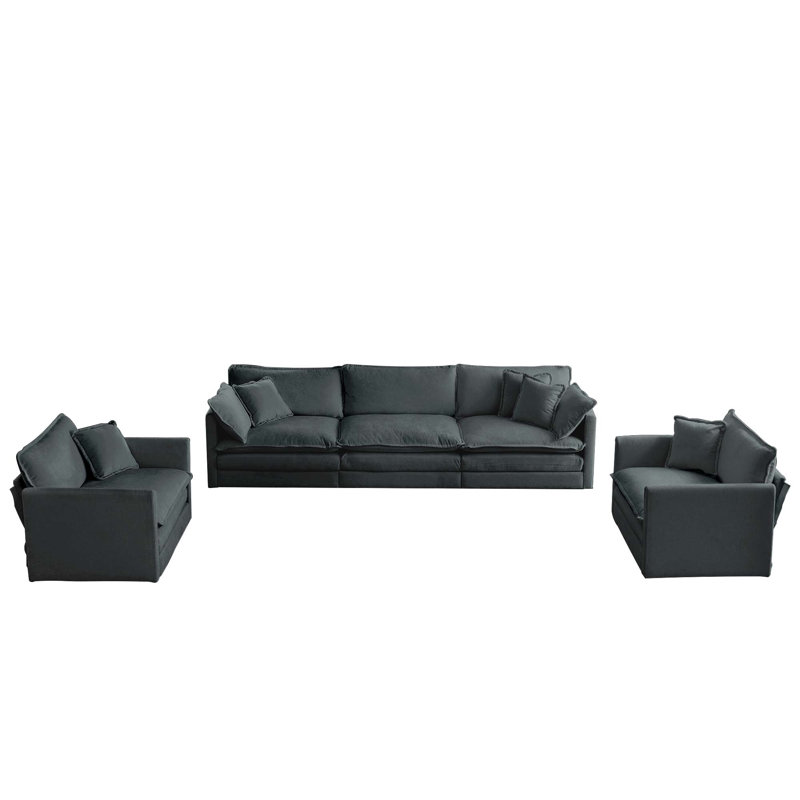Ensemble de canapés rembourrés 3 pièces Modern, Gris