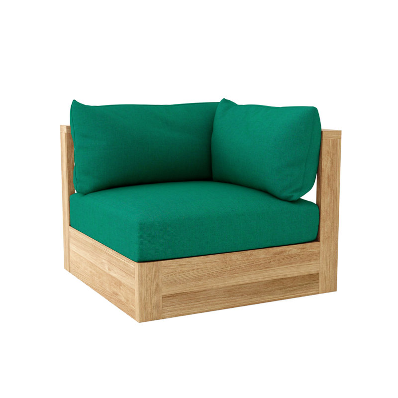 Teak Corner Patio Sofa with Off-White Sunbrella Cushions