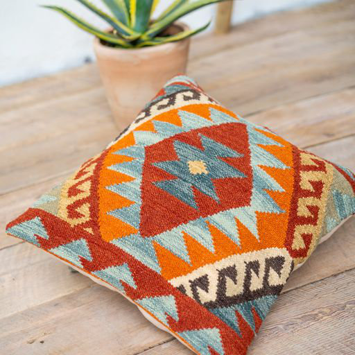 Crawfordville Geometric Orange Sqaure Cushion Cover