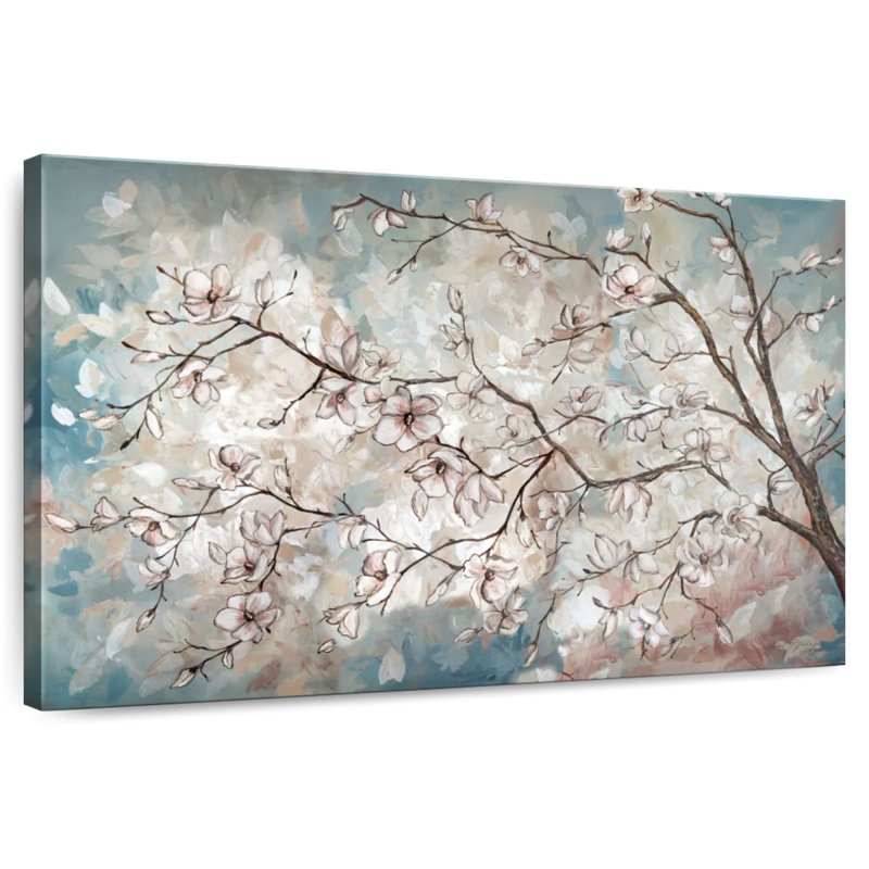 Harnek Magnolia Branches On Blue I, 20" H x 30" W