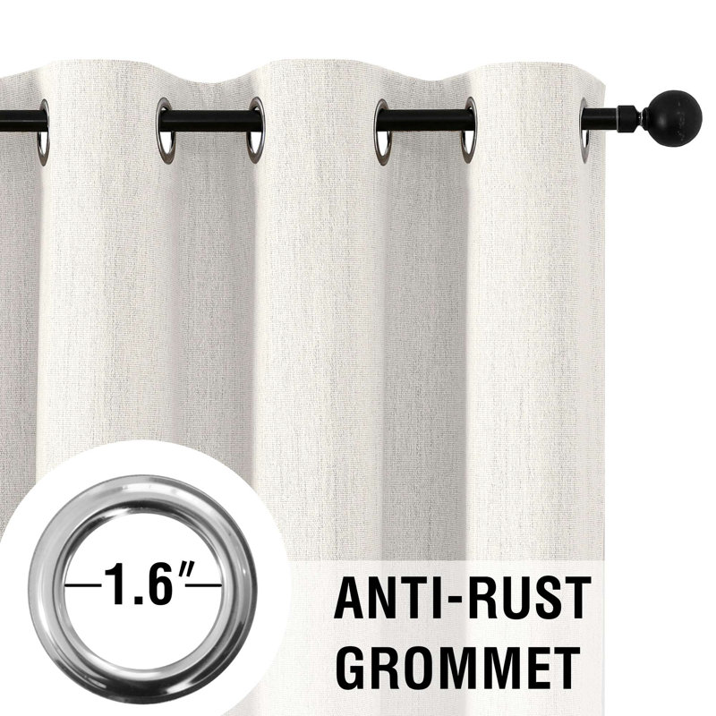 100% Blackout Curtains Linen Textured Chenille Curtains Full Light Blocking Thermal Insulated Curtainwith White Flocking Coating Back, 2 Panels