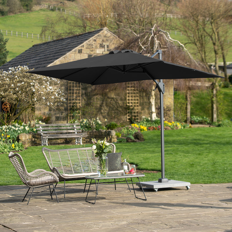 Aarne 300cm X 200cm Rectangular Cantilever Parasol, Grey