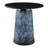 Round Side Table with Marble Top and Artistic Glass Base - Narrow End Table for Living Room or Bedroom - Modern Accent Furniture with Contemporary Swirl Pattern - Blue-1817726033