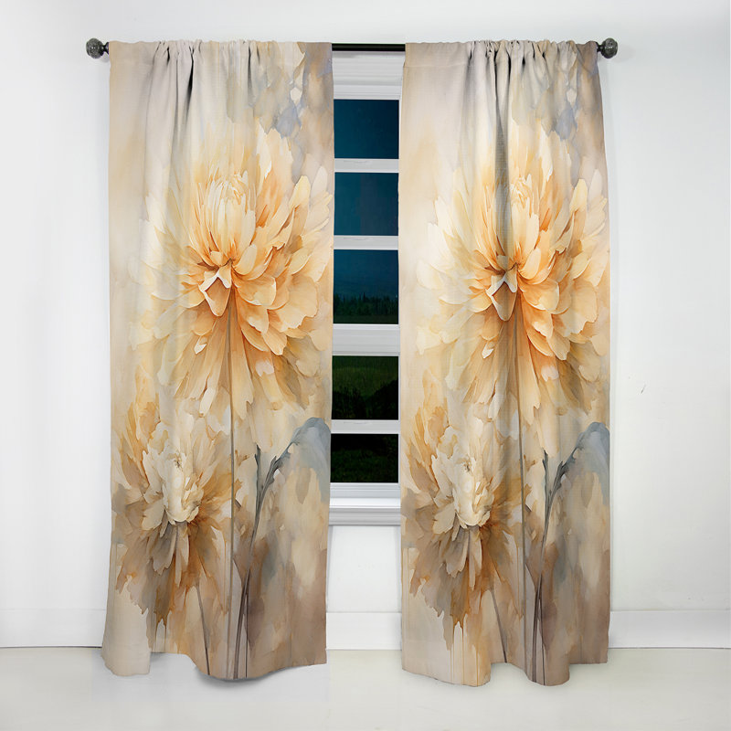 Vaquerano - Rideau occultant à motif floral souci - 1 panneau, L 52 po x L 95 po