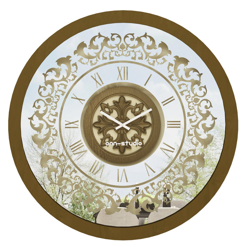 Allyna Manufactured Wood Wall Clock, 60cm H x 60cm W x 7cm D, Bronze Effect
