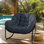 Chaise berçante Papasan, chaise berçante surdimensionnée pour l'intérieur et l'extérieur, chaise de patio en osier toutes saisons avec coussin et coussin, chaise berçante Papasan pour chambre à coucher, jardin